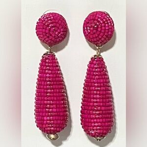 Fuchsia Beaded Drop Earrings